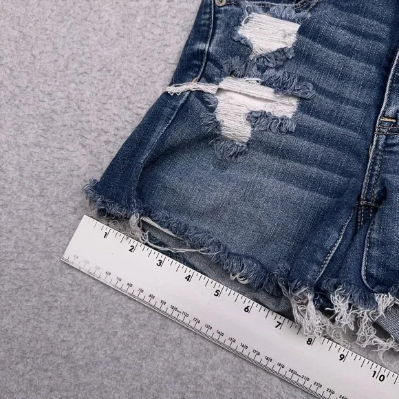 American Eagle Denim Jean Shorts Women's 0‎ Hi-Rise Shortie Distressed Stretch - Picture 8 of 10